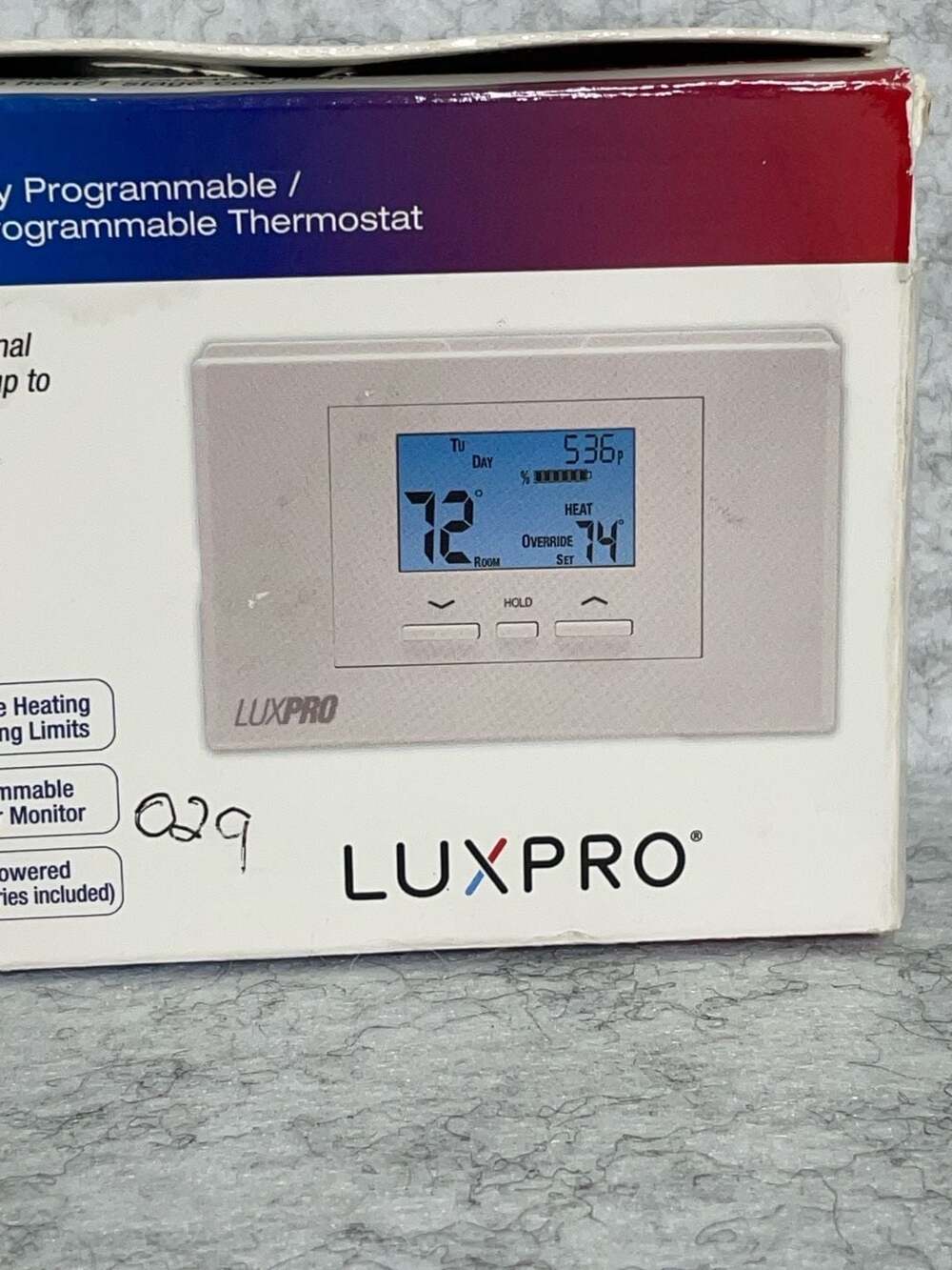 LuxPro P521U 5/2-Day Programmable/Non-Programmable Thermostat AC and heat pump s - Picture 7 of 8